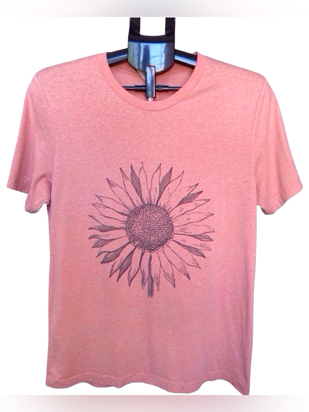 Bella Canvas Sunflower Graphic Tee Large Boho Heather Sunset Orange Floral